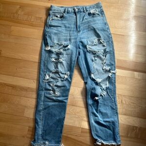 American Eagle Outfitters High Rise Distressed Blue Jeans